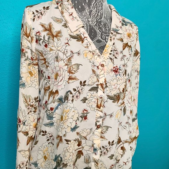 Zara Basic Collection Floral Button Front Blouse - Picture 3 of 16